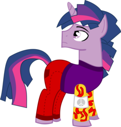 Size: 9699x10213 | Tagged: safe, artist:red-pear, twilight sparkle, pony, unicorn, g4, absurd resolution, clothes, dusk shine, hoofstock, looking back, male, rule 63, simple background, solo, stallion, transparent background, unicorn dusk shine, vector