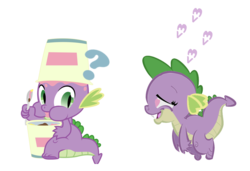 Size: 745x510 | Tagged: safe, artist:midasesquivel, spike, dragon, g4, barb, female, food, heart, ice cream, male, r63 paradox, rule 63, self dragondox, self paradox, self ponidox, selfcest, ship:spikebarb, shipping, simple background, straight, transparent background