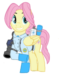 Size: 466x589 | Tagged: safe, artist:nullpony-exception, fluttershy, pegasus, pony, g4, butterscotch, male, medic, medic (tf2), rule 63, simple background, solo, stallion, team fortress 2, transparent background