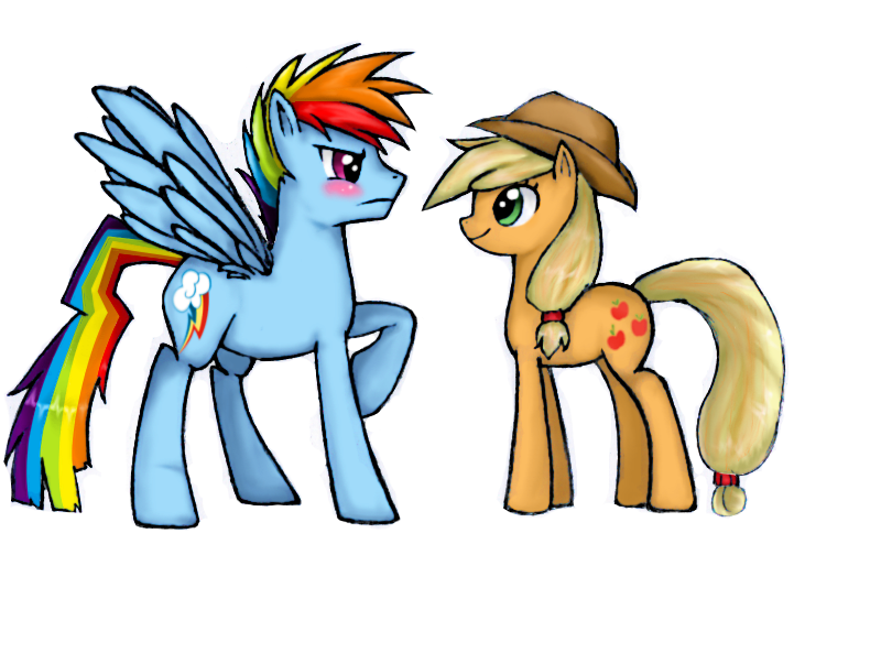 #6426 - safe, artist:xxstein, applejack, rainbow dash, earth pony ...