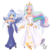 Size: 2016x2031 | Tagged: safe, artist:angriestangryartist, princess celestia, princess luna, human, g4, anime, clothes, dress, duo, duo female, female, high res, humanized, royal sisters, s1 luna, simple background, transparent background, winged humanization