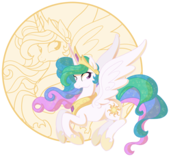 Size: 1200x1109 | Tagged: dead source, safe, artist:egophiliac, princess celestia, alicorn, pony, g4, cute, cutelestia, female, flying, mare, simple background, solo, transparent background, zoom layer