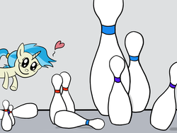 Size: 1600x1200 | Tagged: safe, artist:mellowbloom, allie way, pony, unicorn, g4, bowling pin, eyes on the prize, female, heart, mare