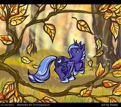 Size: 4013x3543 | Tagged: safe, artist:tomtu, princess luna, alicorn, pony, g4, autumn, female, forest, mare, s1 luna, solo