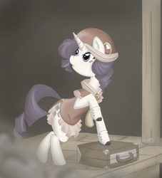 Size: 1000x1100 | Tagged: safe, artist:bamboodog, rarity, pony, unicorn, g4, clothes, female, flapper, luggage, mare, solo, suitcase