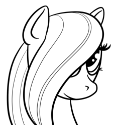 Size: 1314x1400 | Tagged: safe, artist:lowkey, fluttershy, pegasus, pony, g4, bust, female, filly, monochrome, portrait, simple background, solo, young