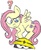 Size: 246x298 | Tagged: safe, artist:terry, fluttershy, pegasus, pony, g4, crossover, female, mare, mega man (series), mettaur, question mark, reference, simple background, white background