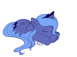 Size: 770x568 | Tagged: safe, artist:aoxis, princess luna, alicorn, pony, g4, cute, female, filly, foal, simple background, sleeping, solo, transparent background, woona