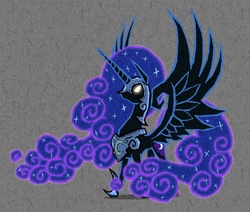 Size: 1000x847 | Tagged: safe, artist:dalapony, nightmare moon, alicorn, pony, g4, armor, ethereal mane, female, glowing eyes, helmet, jewelry, mare, necklace, solo, starry mane, style emulation, the legend of zelda, the legend of zelda: the wind waker