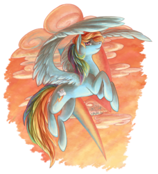 Size: 730x800 | Tagged: safe, artist:nikohl, rainbow dash, pegasus, pony, g4, cutie mark background, female, flying, mare, simple background, solo, transparent background