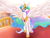 Size: 1400x1050 | Tagged: safe, artist:monochromaticbay, princess celestia, alicorn, pony, g4, balcony, female, mare, solo, spread wings, walking