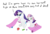 Size: 900x617 | Tagged: dead source, safe, artist:scootscoots, rarity, sweetie belle, pony, unicorn, g4, baby, baby belle, baby pony, chewing, dialogue, eating, filly, foal, mane chewing, nom, simple background, transparent background, younger