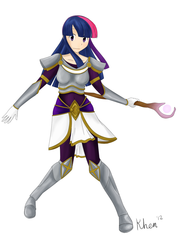 Size: 1100x1540 | Tagged: safe, artist:kprovido, twilight sparkle, human, g4, armor, female, humanized, league of legends, lux, magic staff, simple background, solo, staff, white background