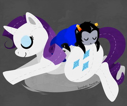 Size: 700x583 | Tagged: safe, artist:cursed-cat, rarity, pony, unicorn, g4, doll, equius zahhak, female, homestuck, mare, simple background, troll (homestuck), wiggler (homestuck)