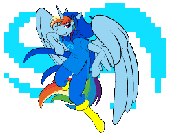 Size: 500x397 | Tagged: dead source, safe, artist:sableart, rainbow dash, alicorn, anthro, semi-anthro, g4, abstract background, action pose, animated, arm hooves, boots, clothes, female, gif, god tier, god tiers, hero of breath, homestuck, mare, race swap, rainbowcorn, shoes, solo, thief of breath