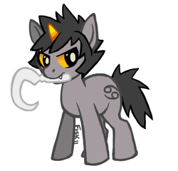 Size: 521x501 | Tagged: safe, artist:negativezerro, pony, cute, homestuck, karkat vantas, mouth hold, ponified, simple background, solo, white background