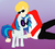 Size: 866x779 | Tagged: safe, artist:kankurounokugutsu, dj pon-3, vinyl scratch, human, pony, unicorn, g4, dave strider, female, gradient background, homestuck, hoofbump, mare