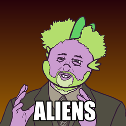Size: 600x600 | Tagged: artist needed, safe, spike, alien, g4, ancient aliens, giorgio a. tsoukalos, gradient background, male, meme, solo
