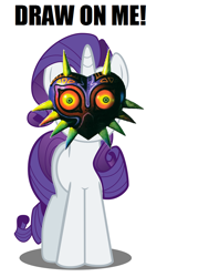 Size: 800x1058 | Tagged: safe, rarity, pony, unicorn, g4, caption, draw on me, exploitable meme, image macro, meme, simple background, text, the legend of zelda, the legend of zelda: majora's mask, white background