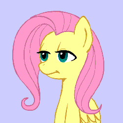 Size: 525x525 | Tagged: safe, artist:megasweet, fluttershy, pegasus, pony, g4, animated, female, gif, mare, reaction image, shocked, simple background, solo, surprised