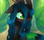 Size: 660x595 | Tagged: dead source, safe, artist:loyaldis, queen chrysalis, changeling, changeling queen, g4, blushing, crown, female, floppy ears, jewelry, looking back, profile, regalia, solo