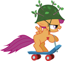 Size: 6000x5639 | Tagged: safe, artist:lightningtumble, scootaloo, pegasus, pony, g4, absurd resolution, camo helmet, female, filly, profile, scooter, simple background, solo, transparent background, vector