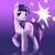 Size: 1500x1500 | Tagged: safe, artist:tamponandtwilaloop, twilight sparkle, pony, unicorn, g4, cutie mark background, female, mare, raised hoof, reflection, solo, unicorn twilight