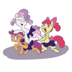 Size: 1000x1000 | Tagged: safe, artist:ponygoggles, apple bloom, scootaloo, sweetie belle, earth pony, pegasus, pony, unicorn, g4, cheerleader, cutie mark crusaders, female, filly, no pupils, simple background, transparent background