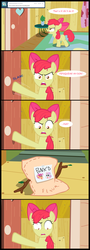 Size: 1320x3680 | Tagged: dead source, safe, artist:jan, apple bloom, earth pony, pony, ask the crusaders, g4, ask, clubhouse, comic, crusaders clubhouse, female, filly, messy mane, punk'd, solo