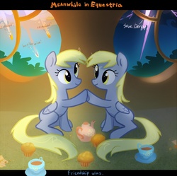 Size: 800x797 | Tagged: safe, artist:tomatocoup, derpy hooves, pegasus, pony, g4, derpygate, duality, female, mare