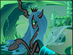 Size: 813x609 | Tagged: dead source, safe, artist:accursedknight, queen chrysalis, changeling, changeling queen, g4, changeling hive, female, profile, solo