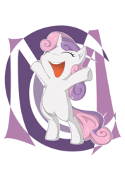 Size: 4662x6603 | Tagged: safe, artist:zaiyaki, sweetie belle, pony, unicorn, g4, abstract background, absurd resolution, bipedal, cute, diasweetes, eyes closed, female, filly, open mouth, simple background, solo, transparent background