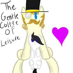 Size: 1000x1000 | Tagged: safe, artist:archimedesogle, oc, oc only, oc:archimedes ogle, oc:gentle coltte of leisure, earth pony, pegasus, pony, colt, derp, father son bonding, father's day, gentle coltte, heart, male, monocle, simple background, stallion, white background