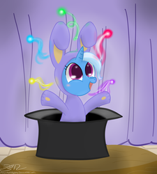 Size: 2300x2552 | Tagged: safe, artist:mikoruthehedgehog, trixie, pony, unicorn, g4, bunny costume, bunny out of the hat, clothes, cute, female, hat, high res, magic trick, mare, solo, top hat