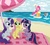 Size: 2000x1800 | Tagged: safe, artist:kaizenwerx, applejack, fluttershy, pinkie pie, rainbow dash, rarity, twilight sparkle, earth pony, pegasus, pony, unicorn, g4, beach, beach ball, beach umbrella, cloud, cute, diapinkes, female, mane six, mare, sitting, submerged, unicorn twilight, water, wayback machine source, wet mane