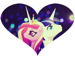 Size: 600x450 | Tagged: source needed, useless source url, safe, artist:rizcifra, princess cadance, shining armor, alicorn, pony, unicorn, g4, bust, female, heart, male, mare, ship:shiningcadance, shipping, simple background, stallion, straight, transparent background