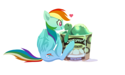 Size: 1250x750 | Tagged: safe, artist:rizcifra, rainbow dash, tank, pegasus, pony, tortoise, g4, boop, duo, female, food, heart, ice cream, mare, noseboop, pet, simple background, sitting, transparent background