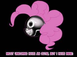 Size: 700x525 | Tagged: safe, artist:bakki, pinkie pie, pony, unicorn, g4, female, horn, inwards horn, mare, mind blown, profile, reverse unicorn, skull, solo, this explains everything, unicorn pinkie pie, x-ray, x-ray picture