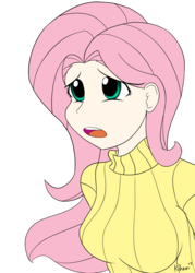 Size: 1100x1540 | Tagged: safe, artist:kprovido, fluttershy, human, g4, clothes, cute, female, humanized, simple background, solo, sweater, sweatershy, transparent background