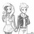 Size: 850x850 | Tagged: safe, artist:johnjoseco, fluttershy, spitfire, human, g4, blushing, clothes, female, flower, grayscale, holding hands, humanized, lesbian, monochrome, pantyhose, rose, shipping, simple background, skirt, spitshy