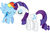 Size: 1103x724 | Tagged: safe, artist:blueshinelady, rainbow dash, rarity, pegasus, pony, unicorn, g4, cheek kiss, eyes closed, female, floppy ears, flying, kissing, lesbian, mare, ship:raridash, shipping, simple background, smiling, spread wings, vector, white background