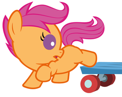 Size: 4000x3200 | Tagged: safe, artist:beavernator, scootaloo, pegasus, pony, g4, baby, baby pony, baby scootaloo, female, filly, foal, looking back, scooter, simple background, solo, white background