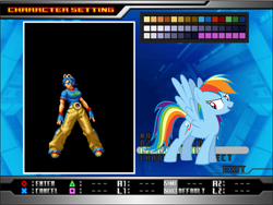 Size: 642x483 | Tagged: safe, artist:fallen nightingale, color edit, rainbow dash, pegasus, pony, g4, "may" lee jinju, crossover, female, king of fighters, mare