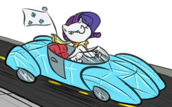 Size: 765x478 | Tagged: dead source, safe, artist:tess, rarity, pony, unicorn, g4, car, clothes, driving, eyes closed, female, mare, scarf, simple background, solo, transparent background
