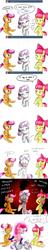 Size: 800x4204 | Tagged: safe, artist:starykrow, apple bloom, pinkie pie, scootaloo, sweetie belle, earth pony, pegasus, pony, unicorn, ask the cmc, g4, cutie mark crusaders, female, filly, kinkie pie, mare, tickling