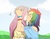 Size: 1015x800 | Tagged: safe, artist:hazurasinner, fluttershy, rainbow dash, human, g4, blushing, cute, duo, female, floral head wreath, flower, humanized, kiss on the lips, kissing, lesbian, ship:flutterdash, shipping, watermark