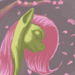 Size: 500x500 | Tagged: safe, artist:lyun, fluttershy, pegasus, pony, g4, eyes closed, female, mare, profile, solo