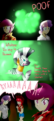 Size: 800x1799 | Tagged: safe, artist:starykrow, sweetie belle, zecora, human, zebra, ask the cmc, g4, dante (devil may cry), devil may cry, devil may cry 3, female, forest, humanized