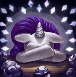 Size: 879x893 | Tagged: safe, artist:mewball, rarity, pony, unicorn, g4, breakdown, covering eyes, female, floppy ears, mare, solo