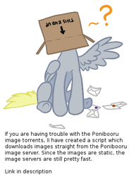 Size: 323x425 | Tagged: safe, artist:maximillianveers, derpy hooves, pegasus, pony, g4, brony history, female, letter, mare, meta, ponibooru, question mark, simple background, sitting, solo, spread wings, text, underhoof, white background, wings